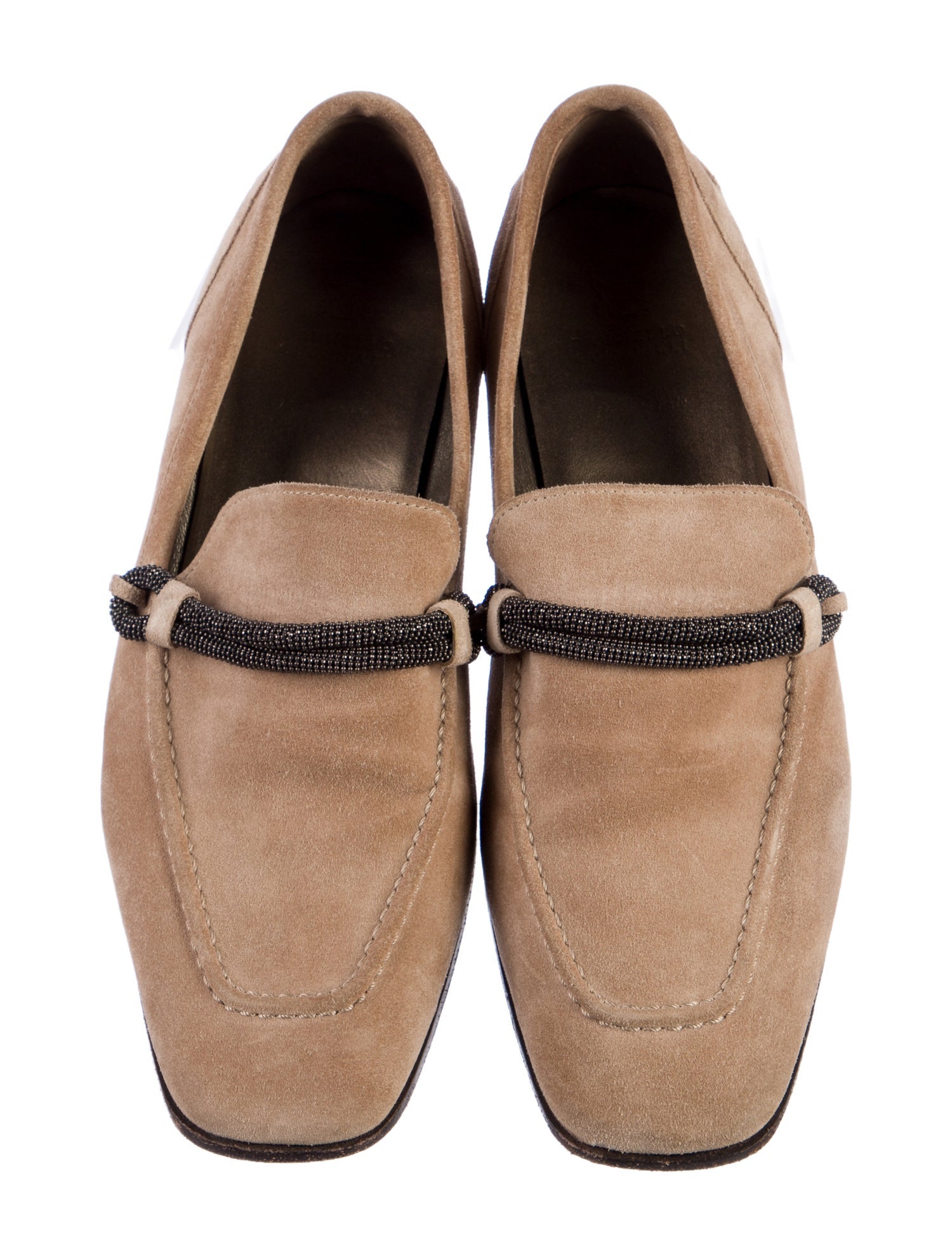 Brunello Cucinelli Suede Beaded Accents Loafers